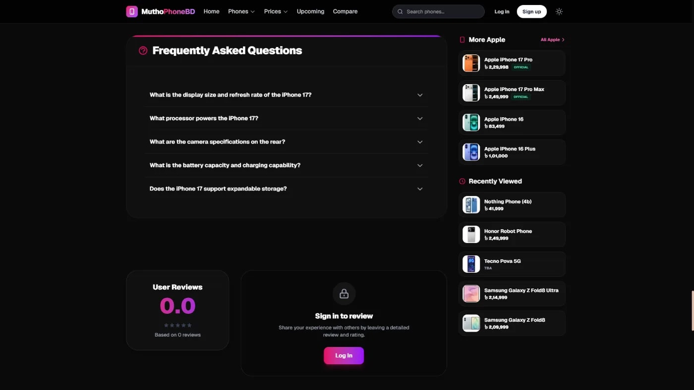 MuthoPhoneBD – Smartphone Research, Price Intelligence & Comparison Platform screenshot 8
