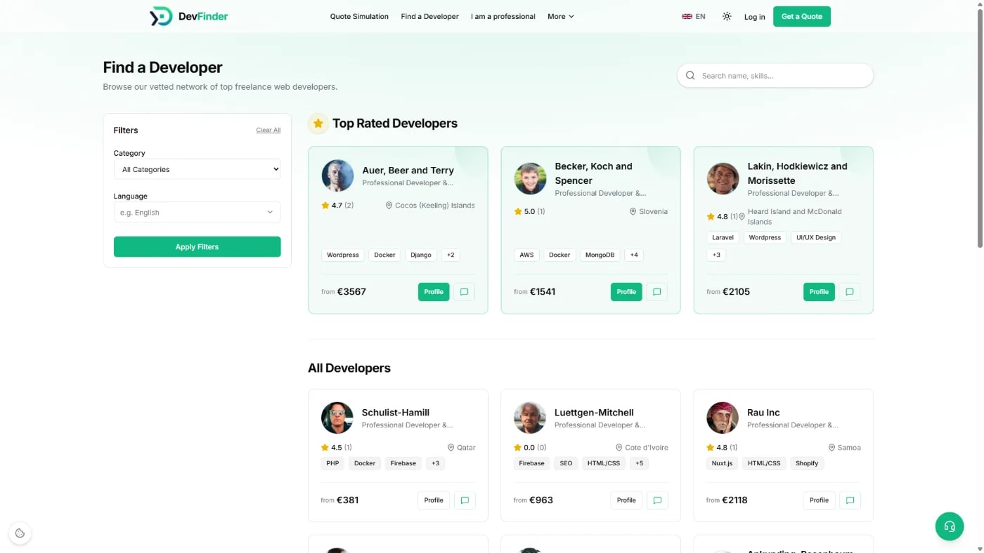 DevFinder – Freelance Marketplace screenshot 2