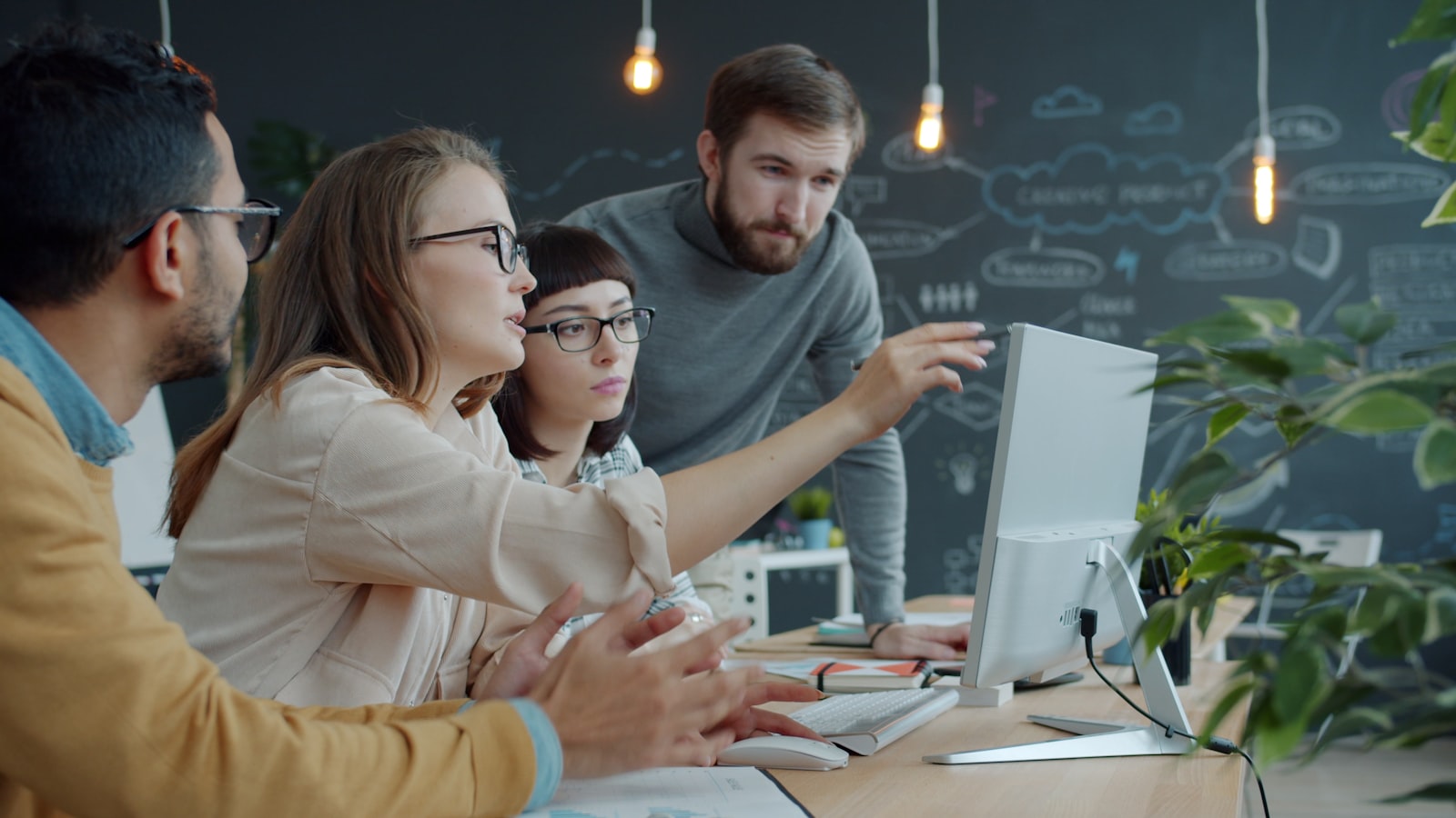 Team collaborating in an office