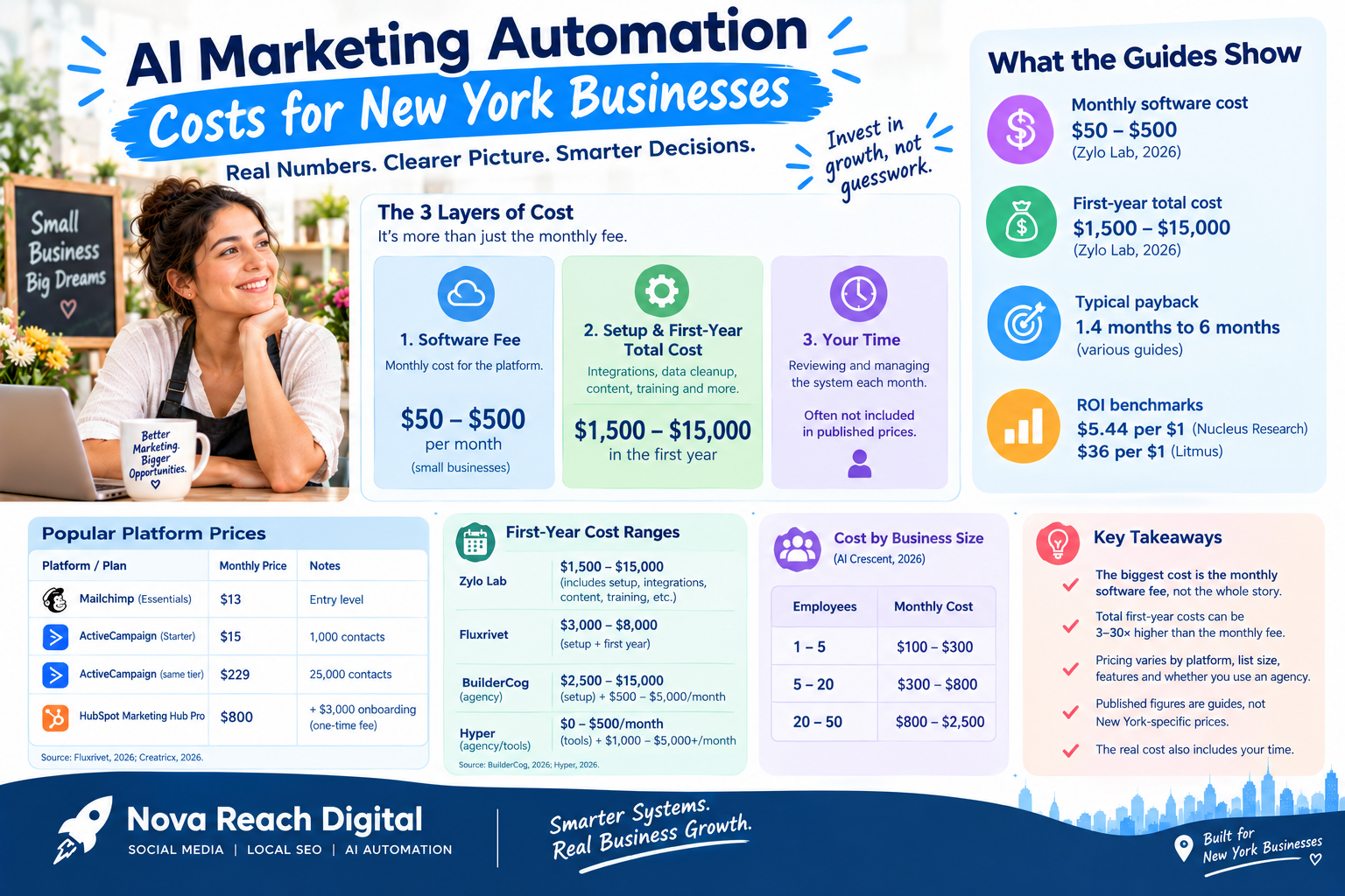 How Much Does AI Marketing Automation Cost a New York Small Business? Reading the Published Price Ranges, the Setup Fees and the Payback Estimates