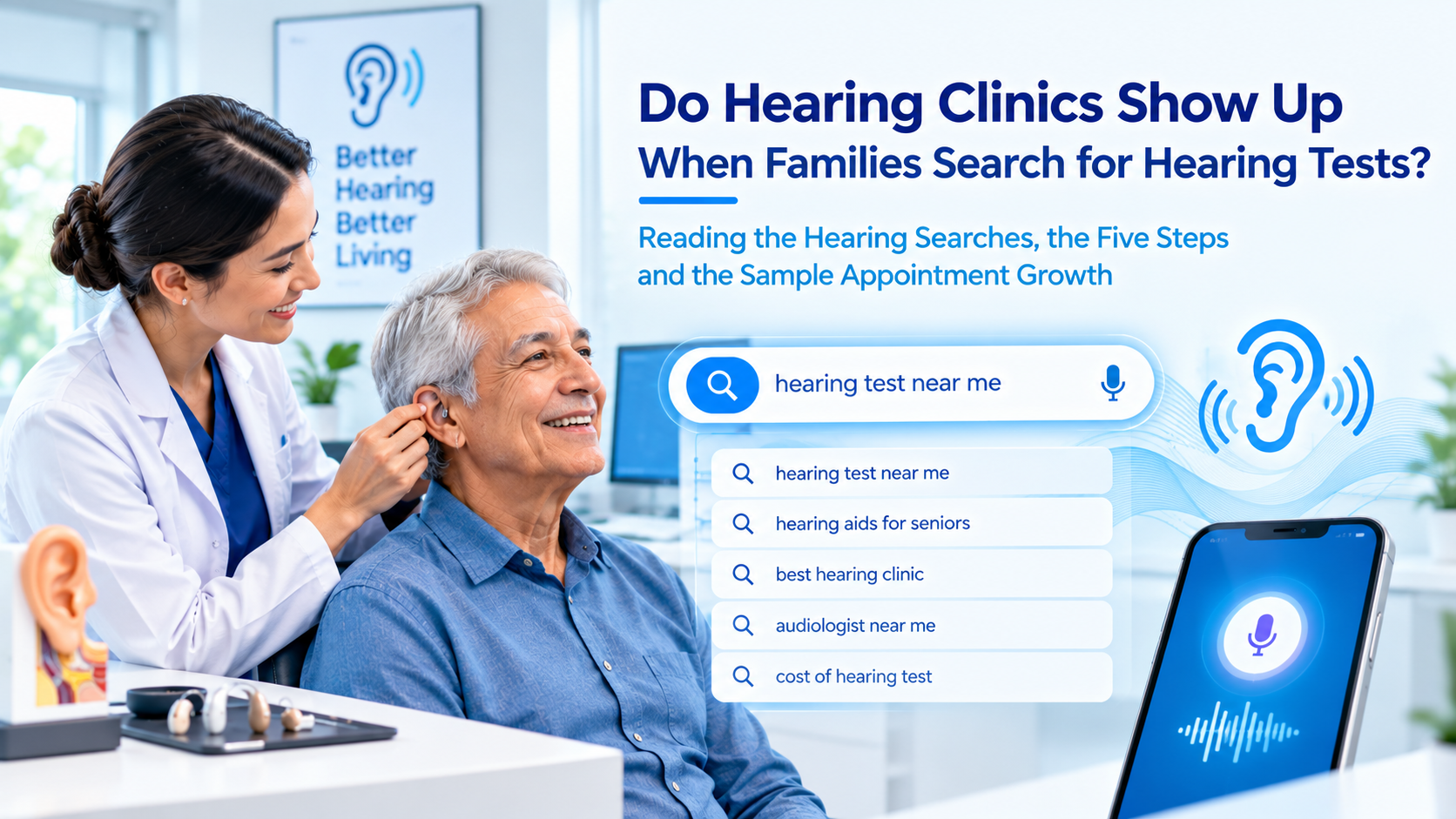 Do Hearing Clinics Show Up When Families Search for Hearing Tests? Reading the Hearing Searches, the Five Steps and the Sample Appointment Growth