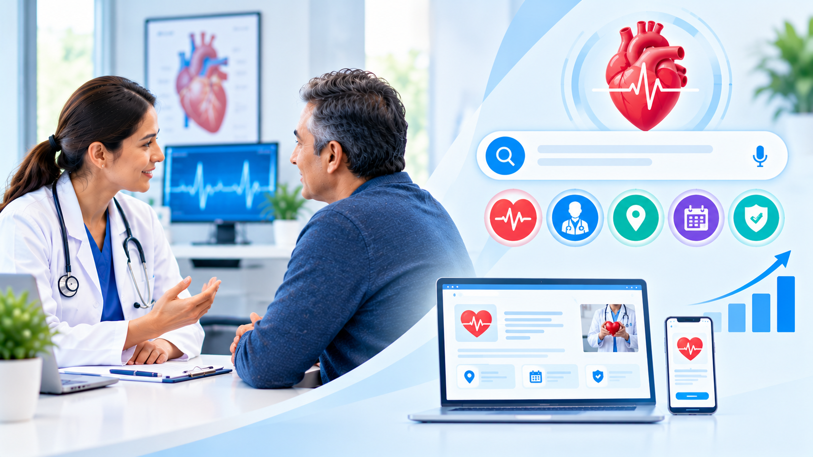 Will Patients With Heart Concerns Find Your Cardiology Practice? Reading the Heart Health Searches, the Five Steps and the Sample Visit Growth