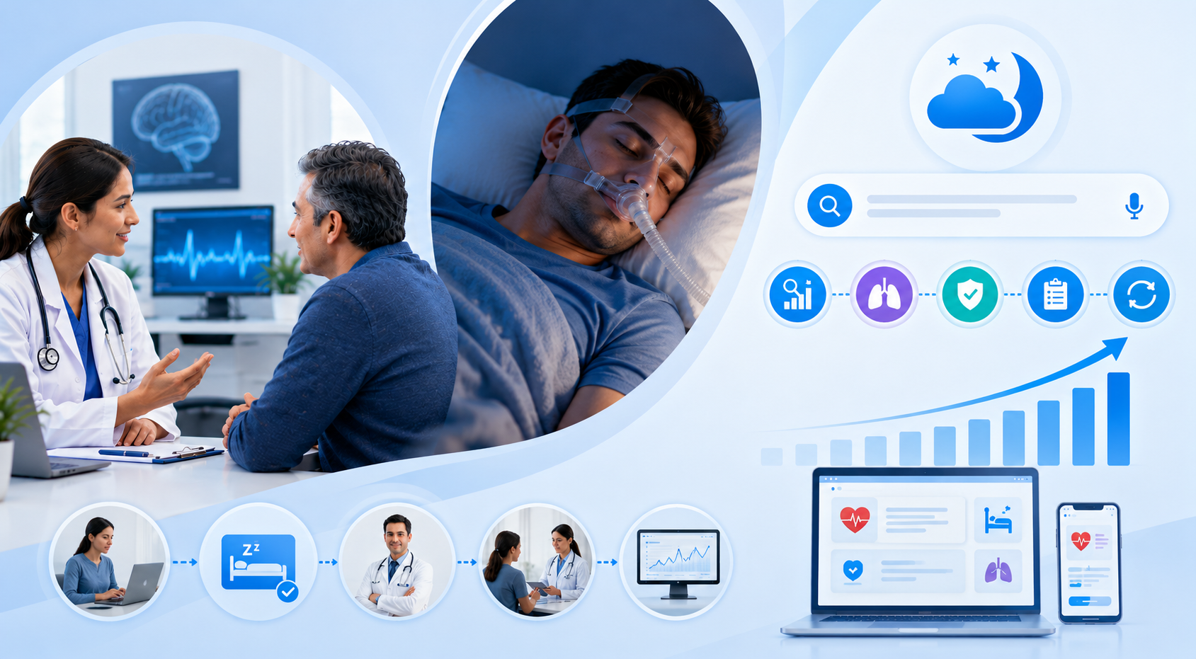 Are Patients Finding Your Sleep Clinic Before Another Night Without Rest? Reading the Sleep Searches, the Five Steps and the Sample Evaluation Growth