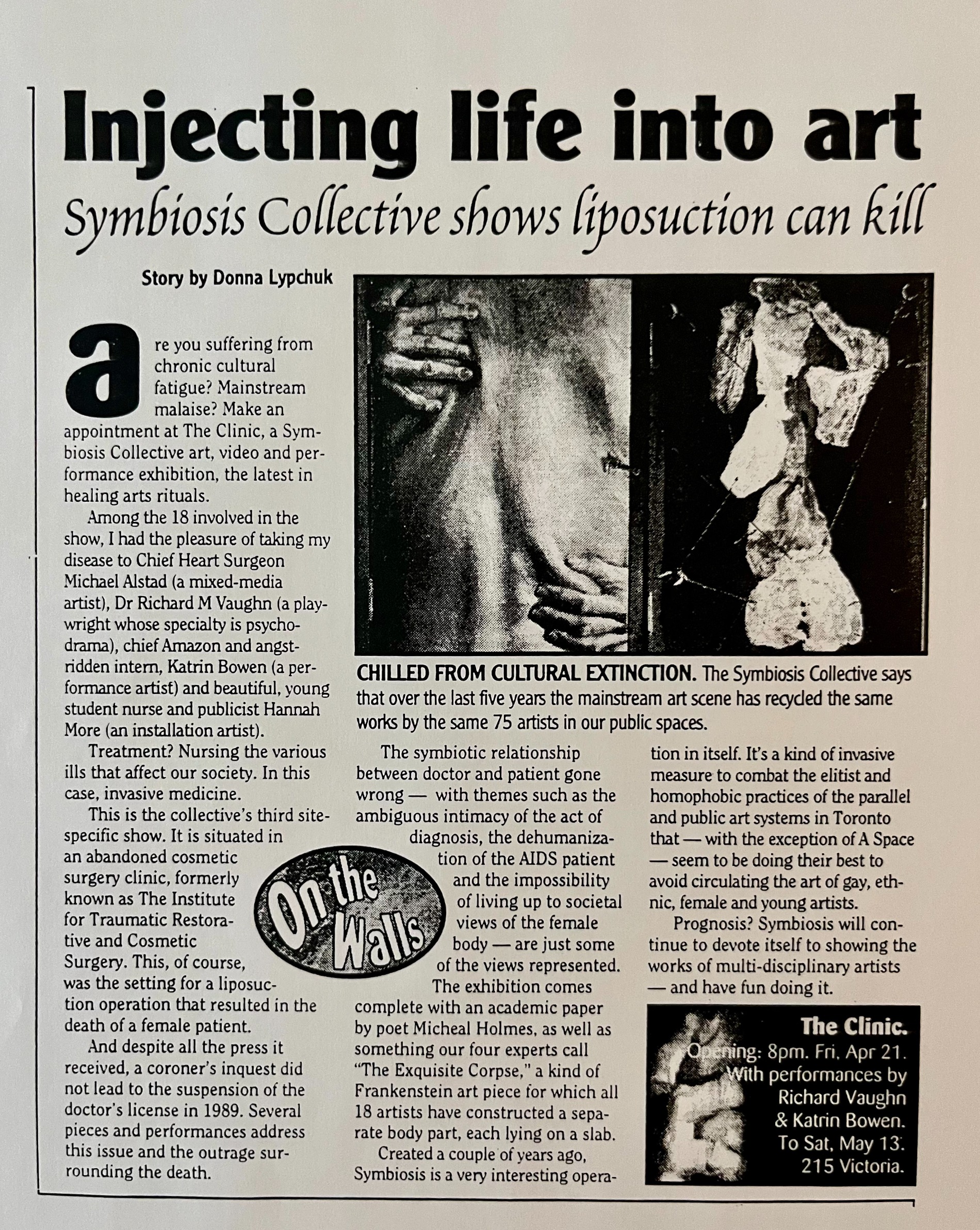 Symbiosis - The Clinic: review - Donna Lypchuk Xtra Magazine April 21 1995
