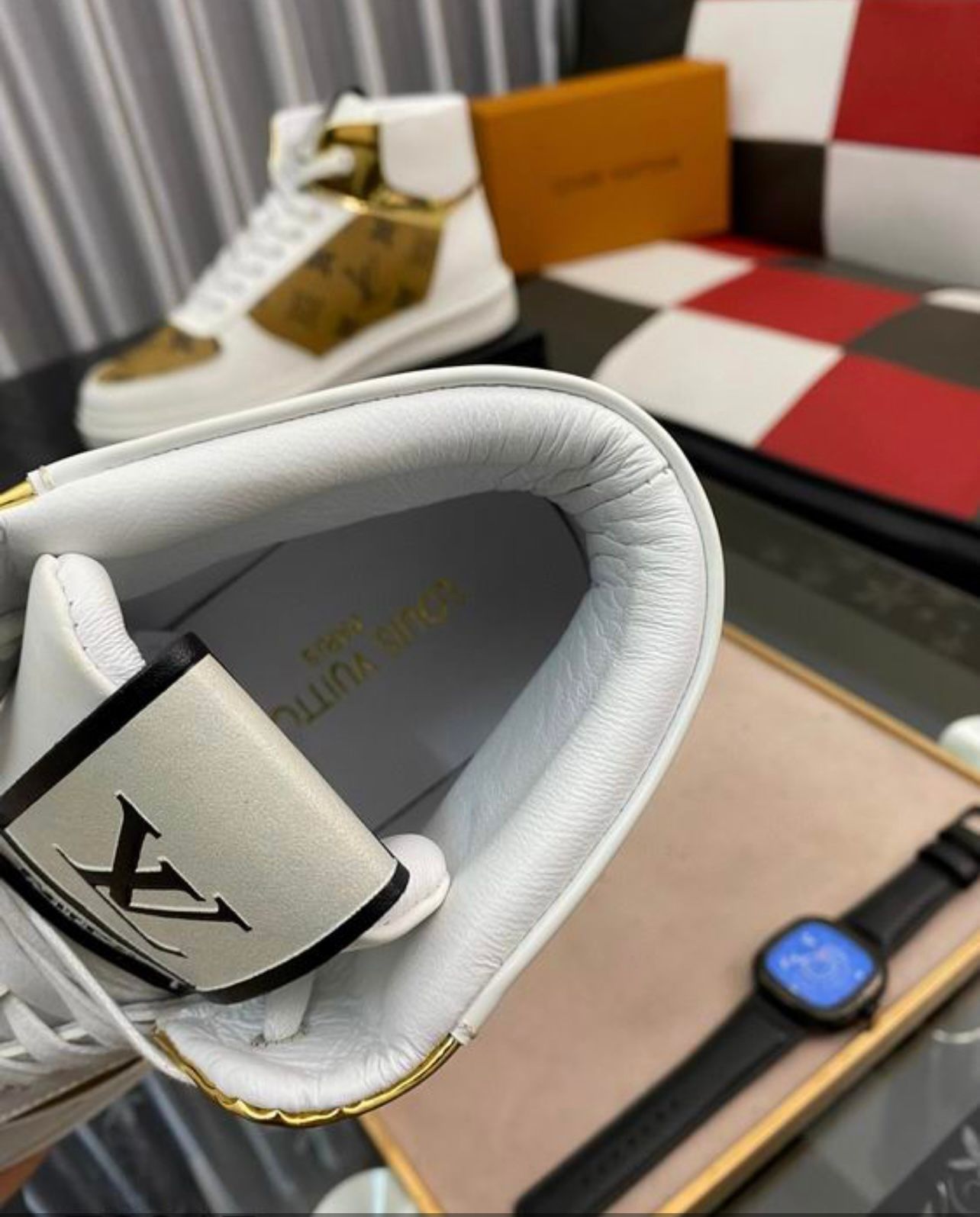 LV - Rivoli Boot High Top Sneaker - Gold & White