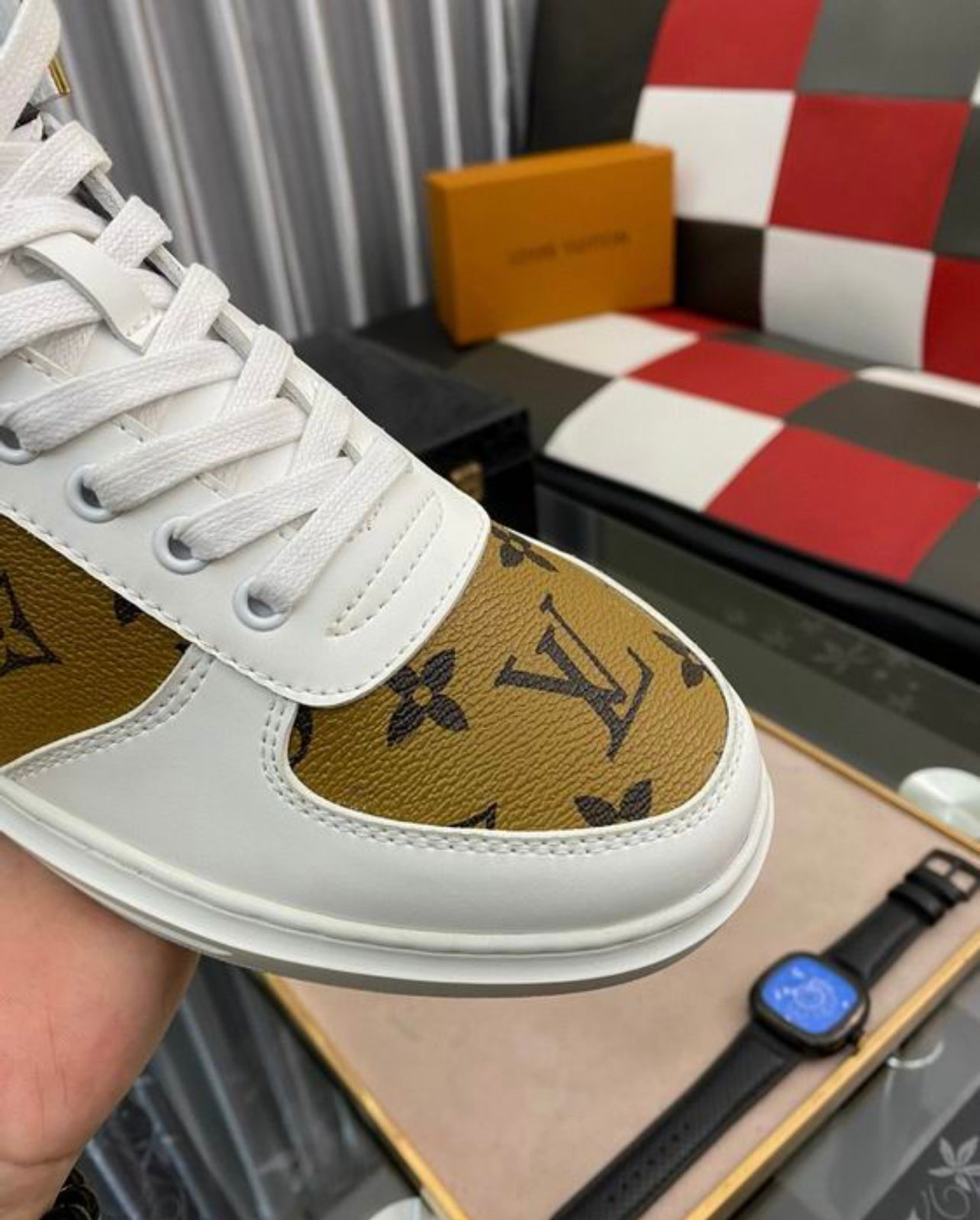 LV - Rivoli Boot High Top Sneaker - Gold & White