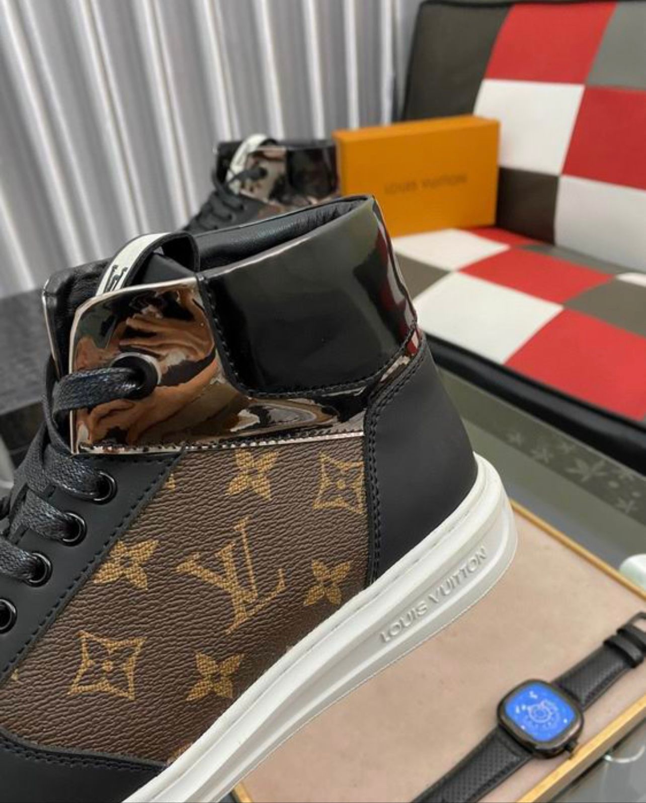 LV - Rivoli Boot High Top Sneaker - Brown & White