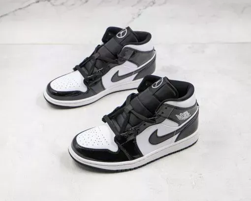 NIKE Air Jordan 1 Mid Black and white patent leather