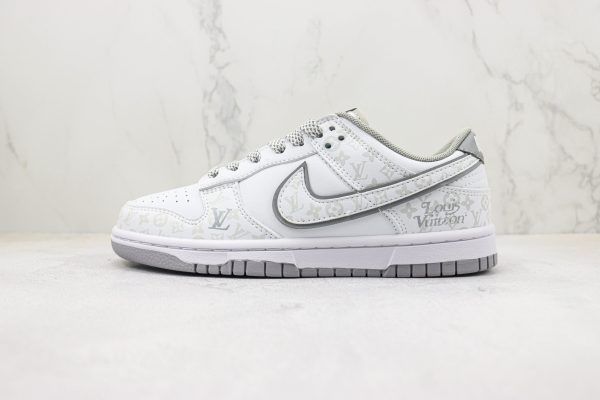 Louis Vuitton x Nike SB Dunk Low White Light Grey Sliver