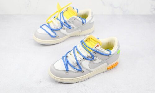 NIKE Off-White x Nike Dunk Low’50’ White grey dark blue shoelace