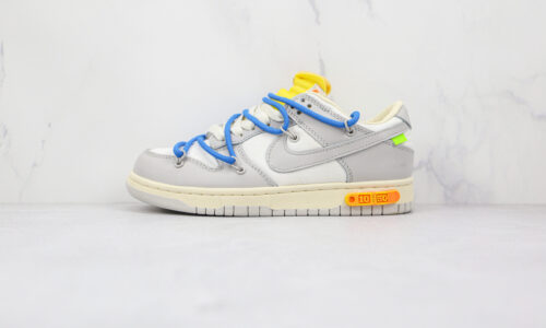 NIKE Off-White x Nike Dunk Low’50’ White grey dark blue shoelace