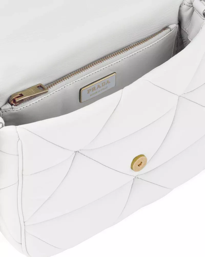 PRADA SYSTEM NAPPA LEATHER PATCHWORK BAG WHITE