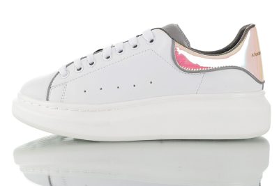 Alexander McQueen sole Leather White leather 3M edge colorful laser tail