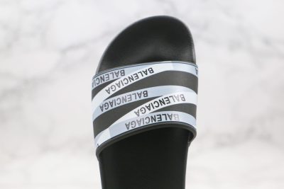 Balenciaga Slippers Silver Black Stripe