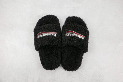 Balenciaga wool slippers black