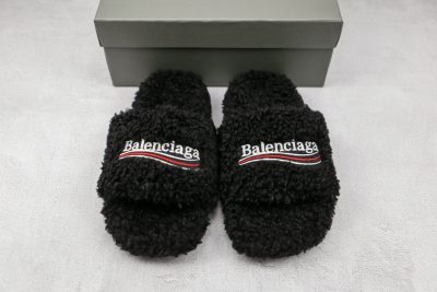 Balenciaga wool slippers black