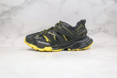 BALENCIAGA Track Mule Clear Sole Sneakers black yellow