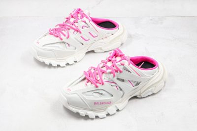 BALENCIAGA Track Mule Clear Sole Sneakers White pink