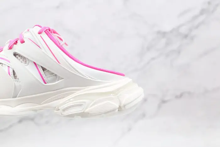 BALENCIAGA Track Mule Clear Sole Sneakers White pink