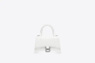 HOURGLASS SHOULDER BAG – WHITE CROCODILE