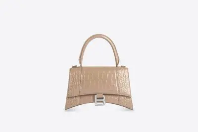 HOURGLASS SHOULDER BAG – MINK CROCODILE