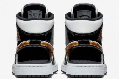 JORDAN 1 Mid Patent Black White Gold