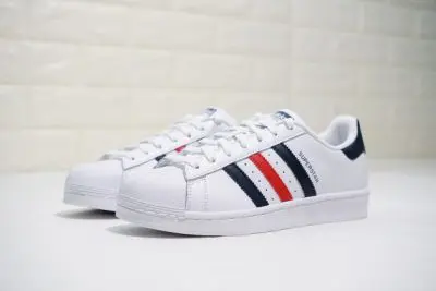 Adidas Superstar White Blue and Red