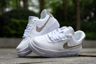 NIKE Air Force 1 Pixel White Snake Pattern