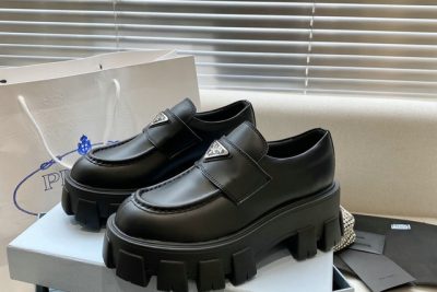 Prada Monolith Logo Loafers Black