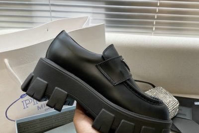 Prada Monolith Logo Loafers Black