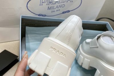 Prada Monolith Logo Loafers White