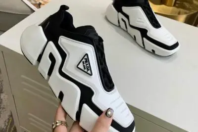 Prada Cloudbust Thunder knit fabric low sneakers White