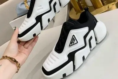 Prada Cloudbust Thunder knit fabric low sneakers White