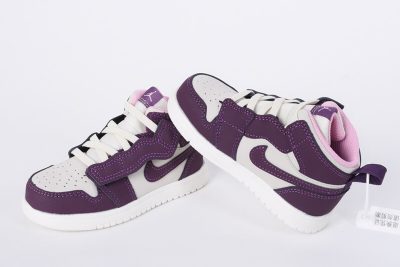 JORDAN 1 MID PURPLE WHITE KID