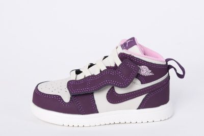 JORDAN 1 MID PURPLE WHITE KID