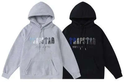 TRAPSTAR CHENILLE DECODED HOODED TRACKSUIT BLACK GREY