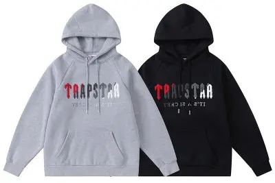 TRAPSTAR CHENILLE DECODED HOODED TRACKSUIT BLACK GREY