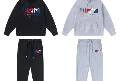 TRAPSTAR CHENILLE DECODED HOODED TRACKSUIT BLACK GREY