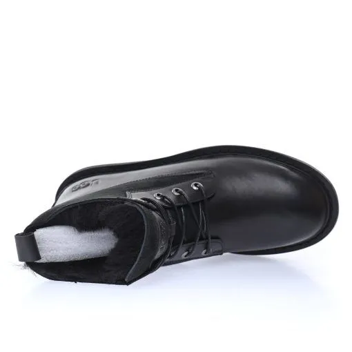 UGG W Ball Fy Rutton II “Leather black Plush”