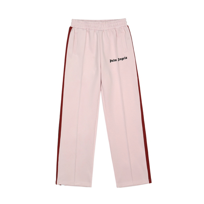 PALM ANGELS LOGO PRINT TRACK PANTS. Vertical stripes