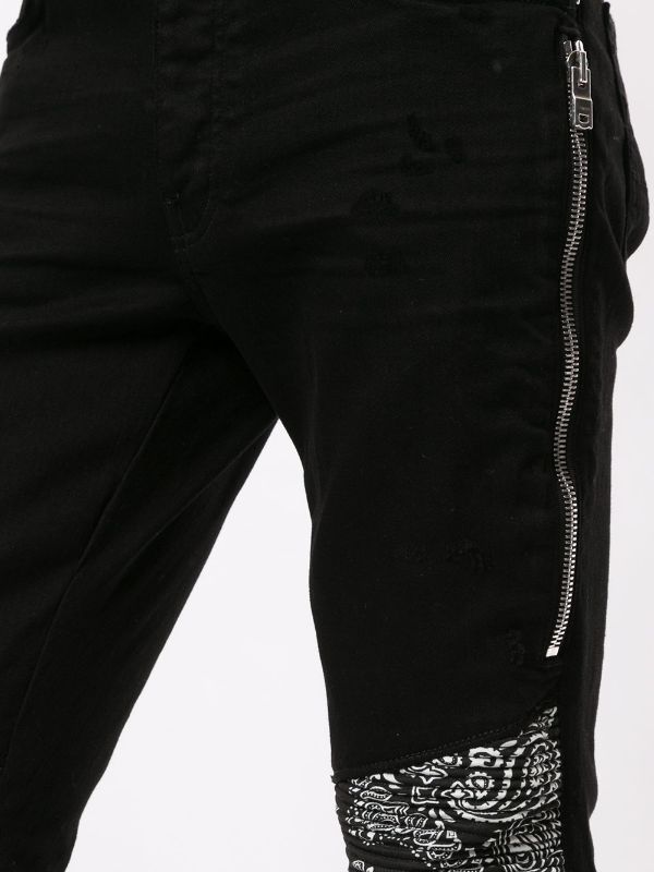 AMIRI BANDANA-TRIM SKINNY JEANS