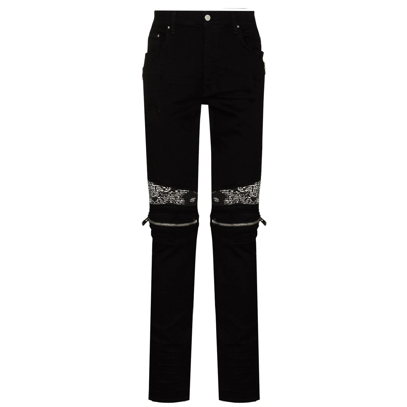 AMIRI BANDANA-TRIM SKINNY JEANS