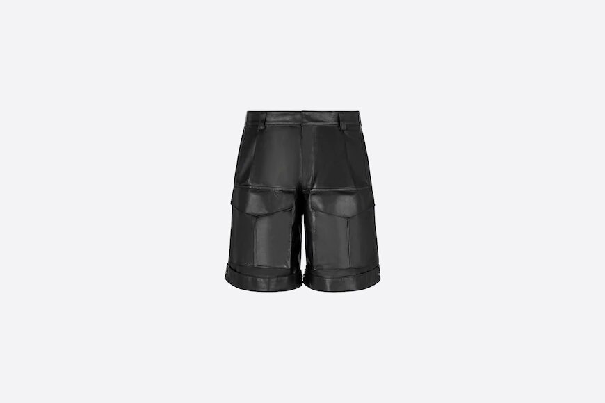 MULTIPOCKET LEATHER BERMUDA SHORTS