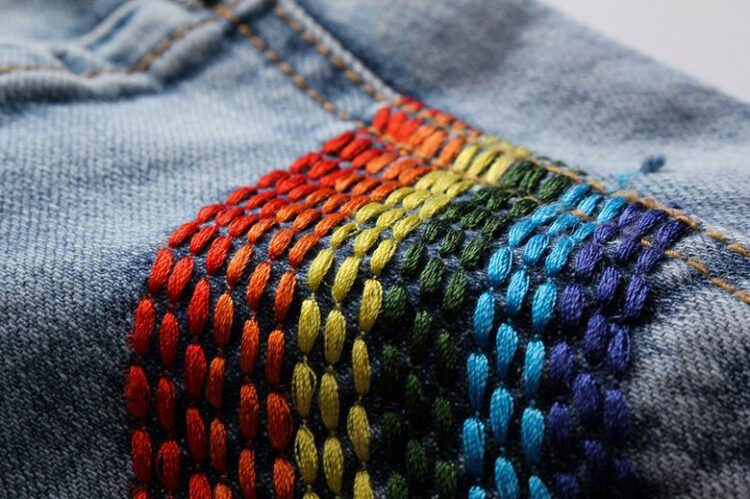 DSQUARED2 BLUE RIPPED JEANS RAINBOW