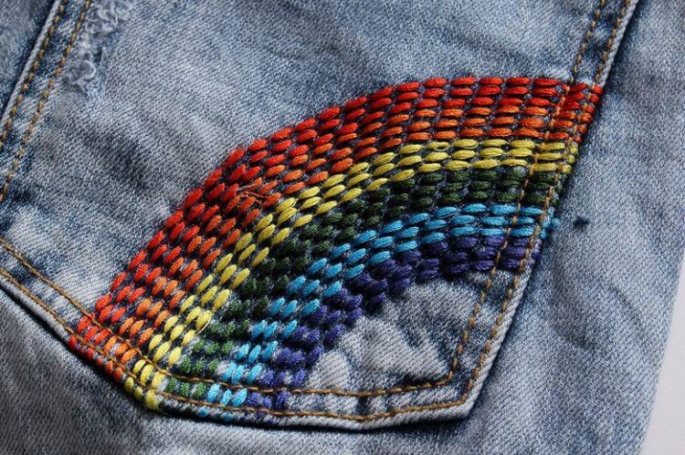 DSQUARED2 BLUE RIPPED JEANS RAINBOW