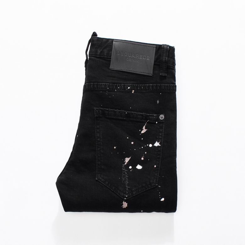 DSQUARED2 BLACK JEANS WHITE PAINT DRIPS