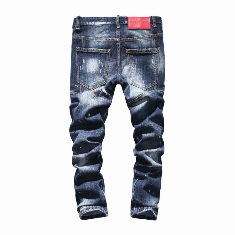 DSQUARED2 BLUE RIPPED JEANS RED STITCHING