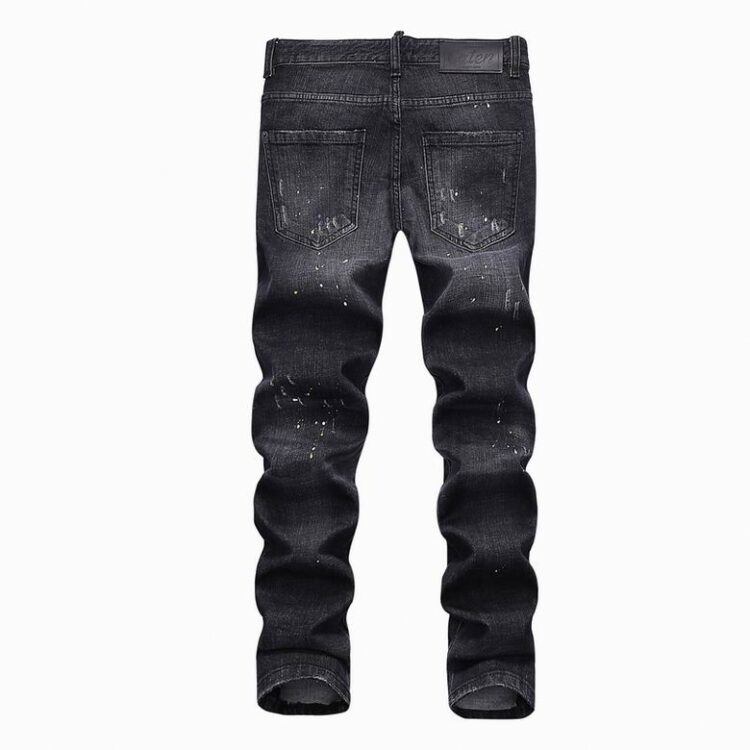 DSQUARED2 BLACK RIPPED JEANS DOUBLE CLOSURE