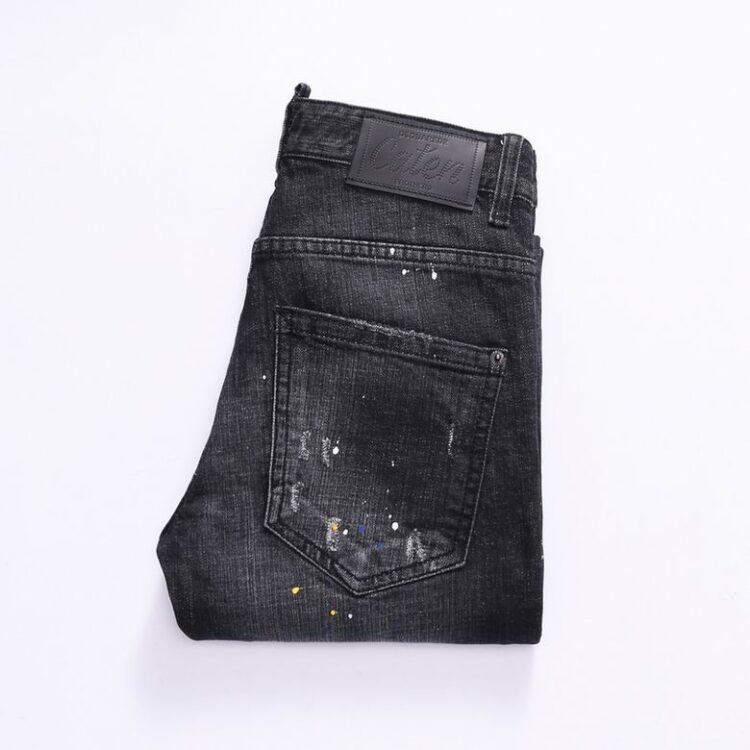 DSQUARED2 BLACK RIPPED JEANS DOUBLE CLOSURE