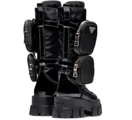 Brushed rois leather and nylon Monolith boots